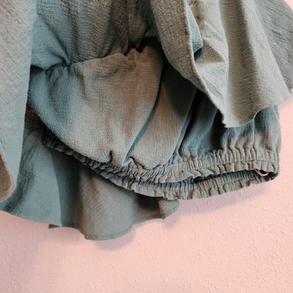 Free People Go For Drama Ruffled One Shoulder Green Top Size Small - Picture 8 of 8